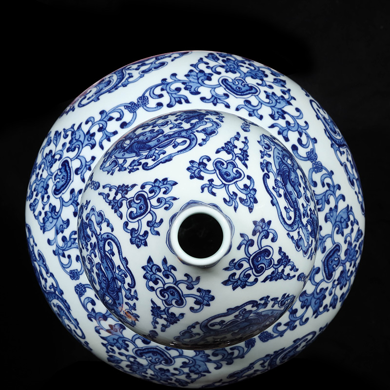 Jingdezhen ceramics imitation qianlong hand - made feng shui gourd of blue and white porcelain vase furnishing articles furnishing articles the new Chinese rich ancient frame