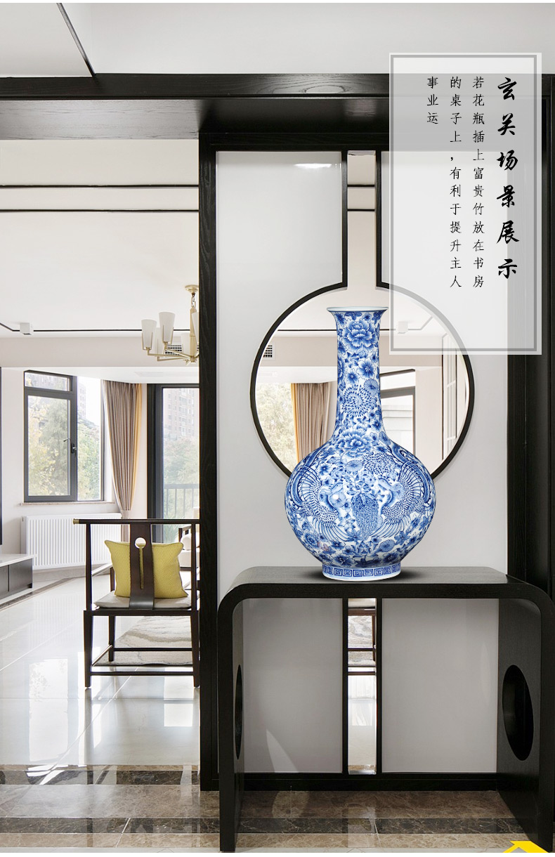 Jingdezhen ceramics imitation qianlong hand - made of blue and white porcelain vases, flower arranging new Chinese style living room home furnishing articles