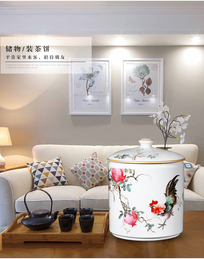 Jingdezhen ceramic tea pot large sealing as cans of puer tea cylinder storage jar sealing of bread receives, the seventh, peulthai the household