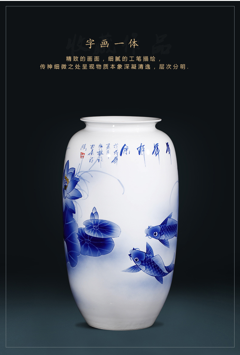 The Master of jingdezhen ceramics hand - made of blue and white porcelain vases, flower arrangement large sitting room adornment of new Chinese style furnishing articles