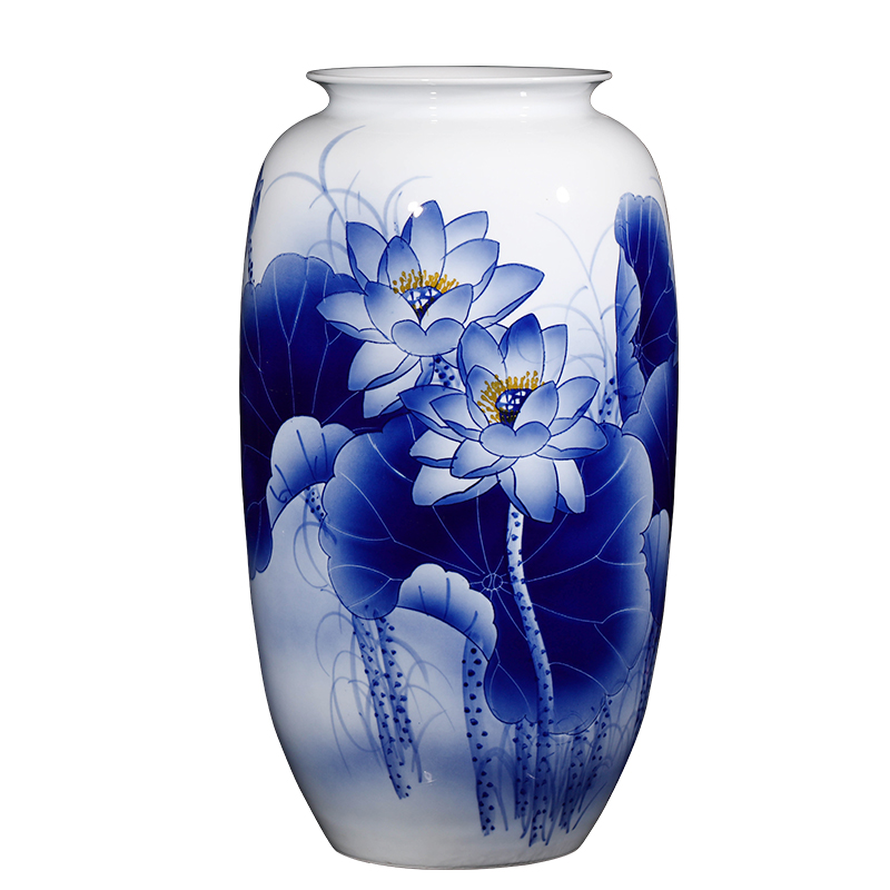 The Master of jingdezhen ceramics hand - made of blue and white porcelain vases, flower arrangement large sitting room adornment of new Chinese style furnishing articles