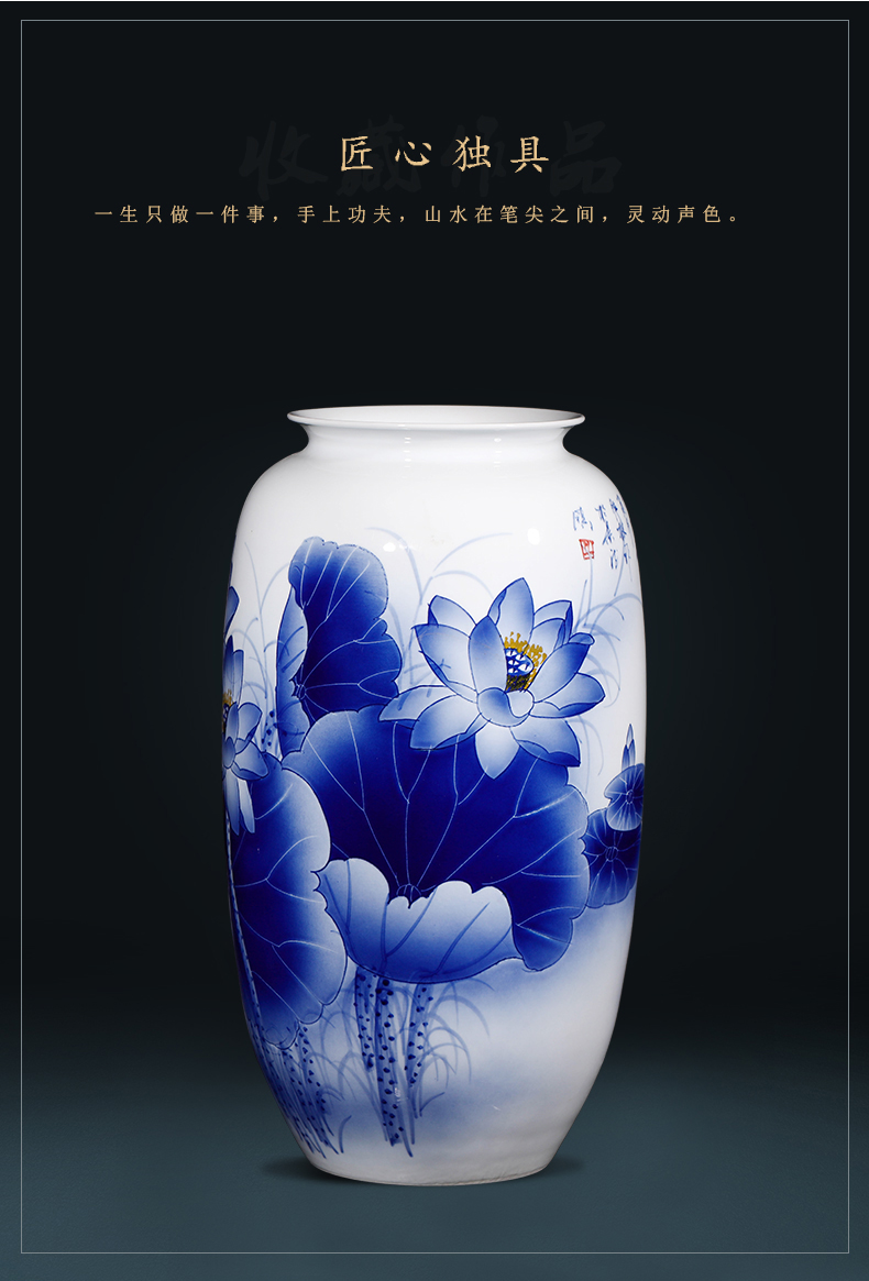 The Master of jingdezhen ceramics hand - made of blue and white porcelain vases, flower arrangement large sitting room adornment of new Chinese style furnishing articles