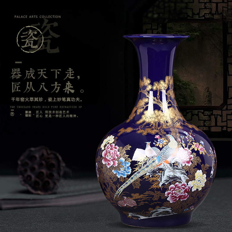Jingdezhen ceramics vase landing large flower arranging new Chinese style home sitting room adornment TV ark, furnishing articles
