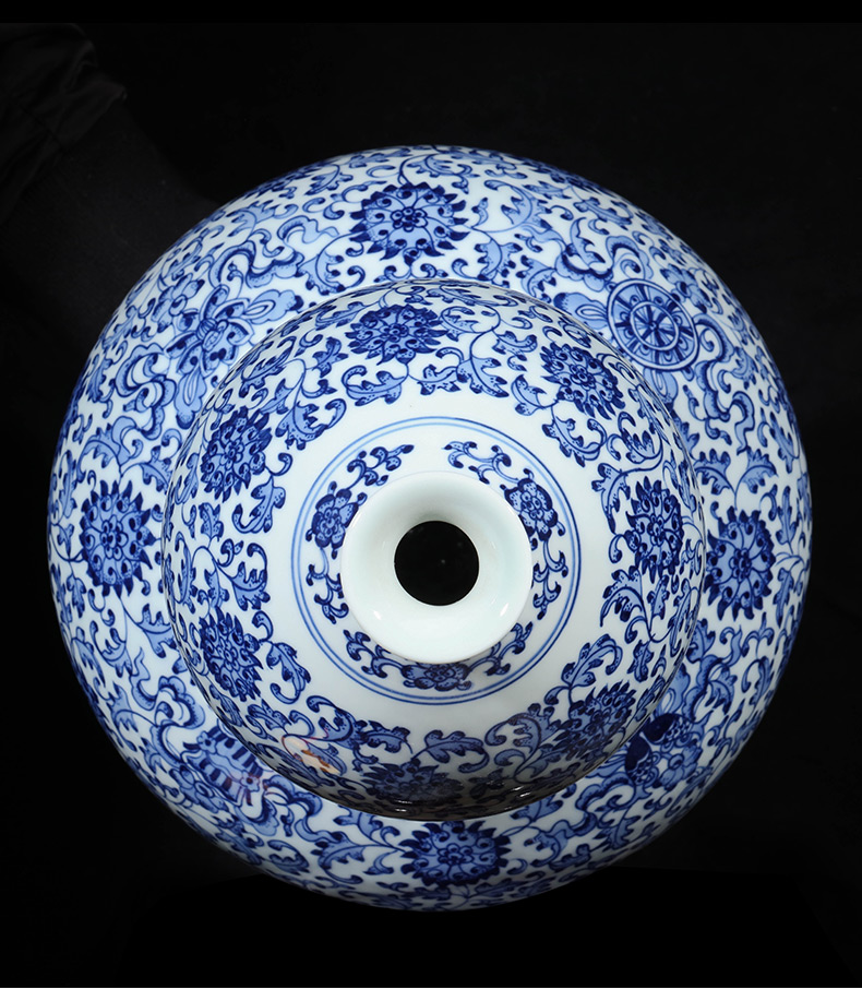 Jingdezhen ceramics imitation qianlong blue tie up branch lotus the gourd of the sitting room porch decoration of the new Chinese style furnishing articles