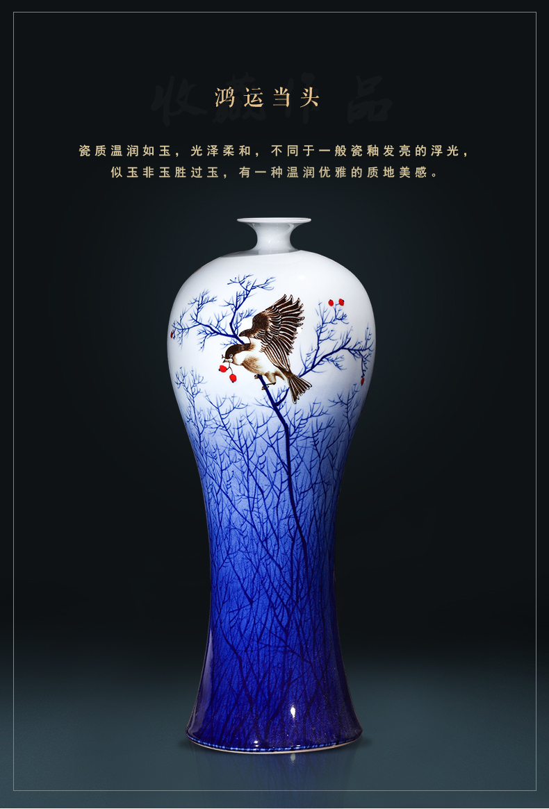 Jingdezhen ceramics antique hand - made of blue and white porcelain vases, flower arrangement of new Chinese style wine rich ancient frame ornaments furnishing articles