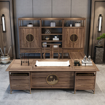 New Chinese solid wood desk combination minimalist large class desk high-end boss table president table office furniture custom