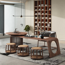 New Chinese tea table and chairs Combined solid wood Gongfu Tea Desk Office Tea Brew Tea Table Zen Space Tea Room Furniture