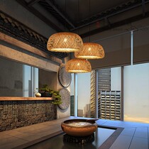 Restaurant lamp Tea room Hotel club Bamboo chandelier Zen wood fish lamp Bamboo living room Rotating bed and breakfast Stair lamp