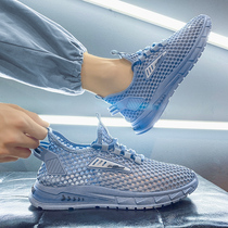Mesh mens shoes 2024 new summer breathable thin hollow lightweight mesh shoes soft sole casual sports running shoes