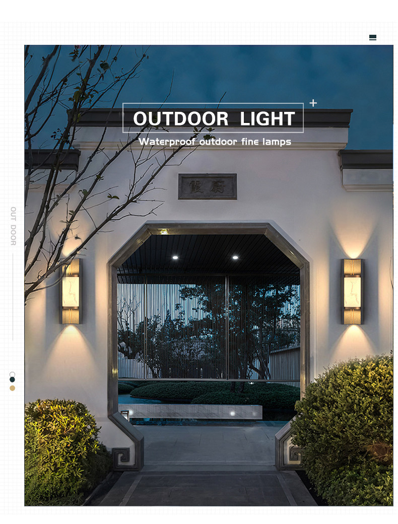 Открытый стене 户外壁灯防水新中式壁灯入户大门灯庭院柱子壁灯仿云石别墅外墙灯 Korea are