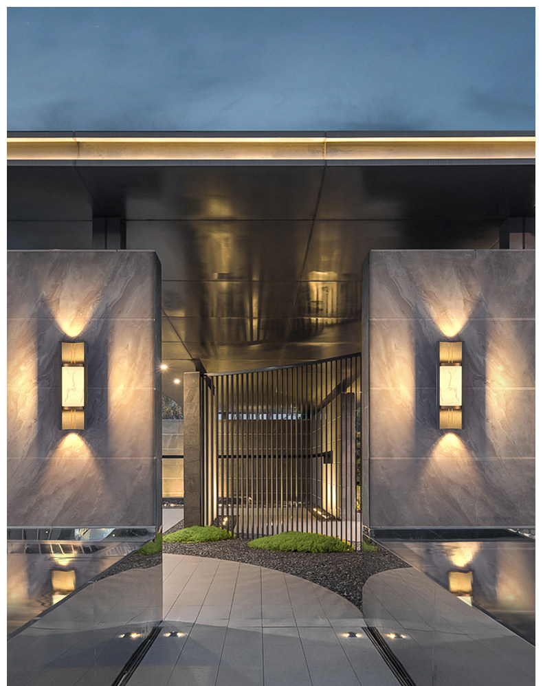 Открытый стене 户外壁灯防水新中式壁灯入户大门灯庭院柱子壁灯仿云石别墅外墙灯 Korea are