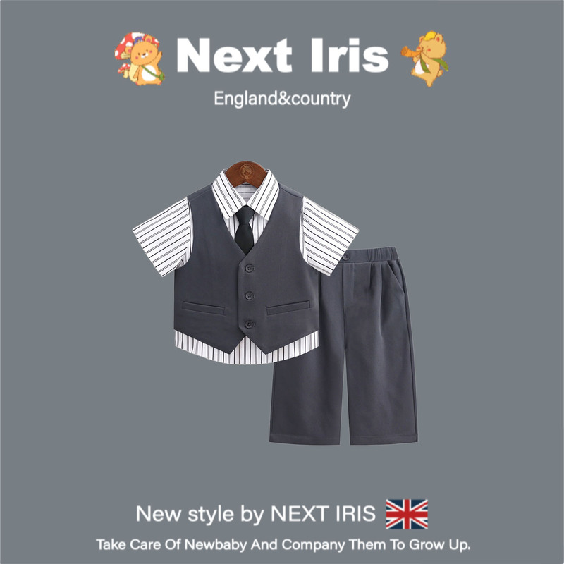 British Next Iris Kidsren's Suit Dress British-Style Vest Suit Wide-Leg Class Photography Event Performance Clothing