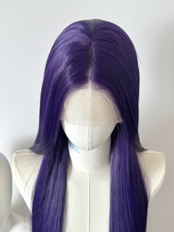 Purple Lace Front Wig for Cosplay, Universal Purple Synthetic Hair, High-Temperature Fiber, Kirigiri Kyouko, Ninshi