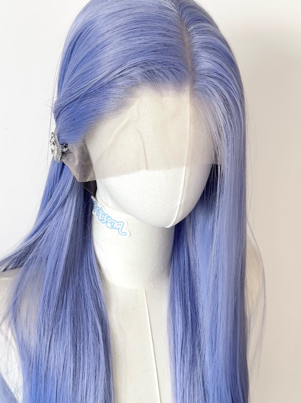 Blue Ao Bing Cosplay Hand-Crocheted Blue-Purple Large Lace Front Wig, Full Wig Without Patches, New Red Outfit