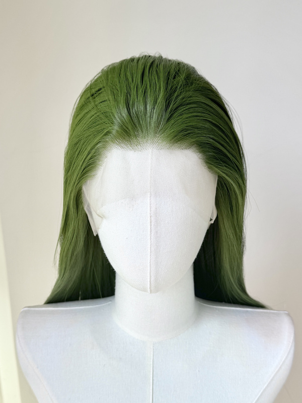 Algae Green and Yellow-Green Hand-Crocheted Wig with Lace Front, Back Hair, and Customizable Parting, Zoro Cosplay, Leto Clown