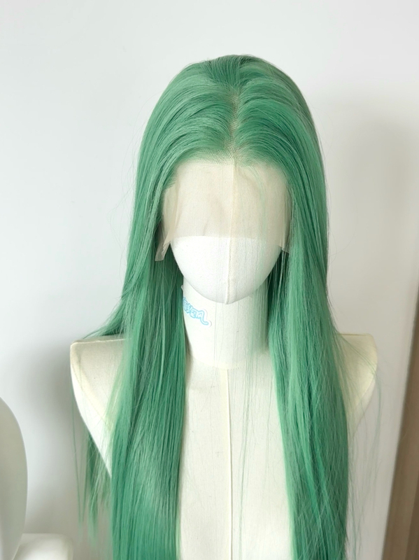 Peacock Green Matte High-Temperature Fiber Hand-Crocheted Wig Base with Lace Front Cosplay Wig Base Sauron Cosplay