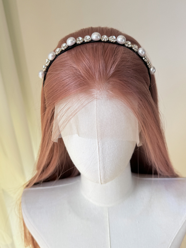 Grapefruit Pink, Brown Orange, Gold Pink, Hand-Crocheted Large Lace Front Wig, Full Head Wig, Light and Night Master Control Cosplay