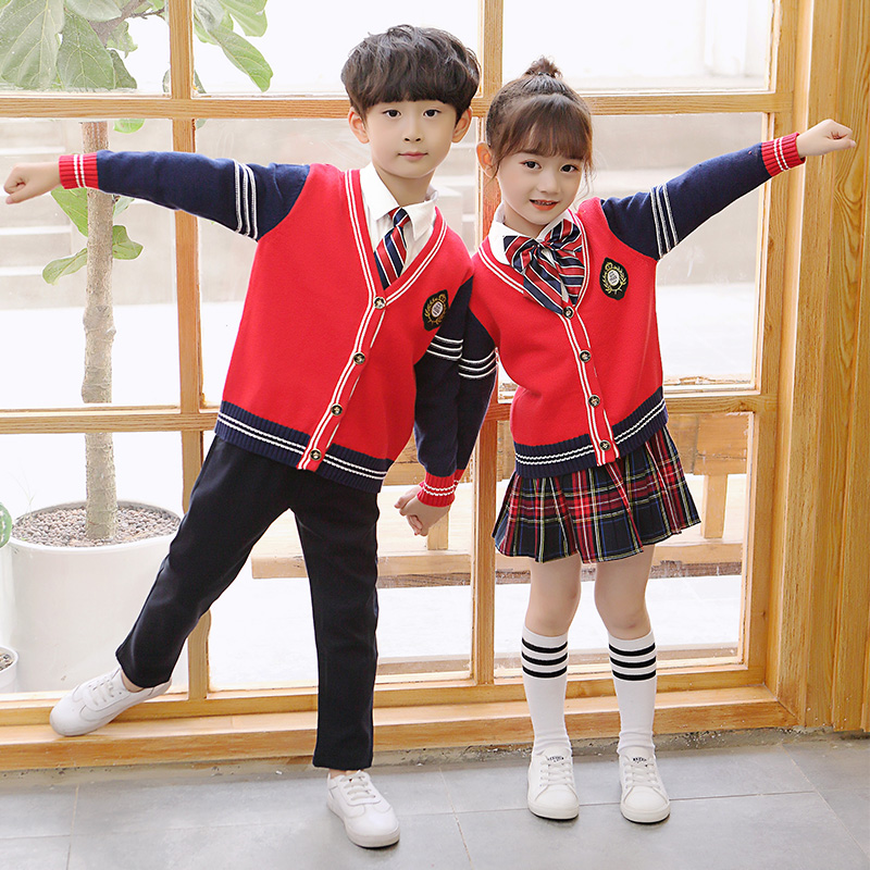 Kindergarten Garden clothes suit sweater vest Children Yinglun College Wind Kindergarten Small and medium school uniforms Spring and autumn class clothes