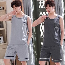 Sleeveless suit Sleeping mans vest cotton quality summer increased code easing can be outside wearing a middle-aged thin Korean version of home clothes