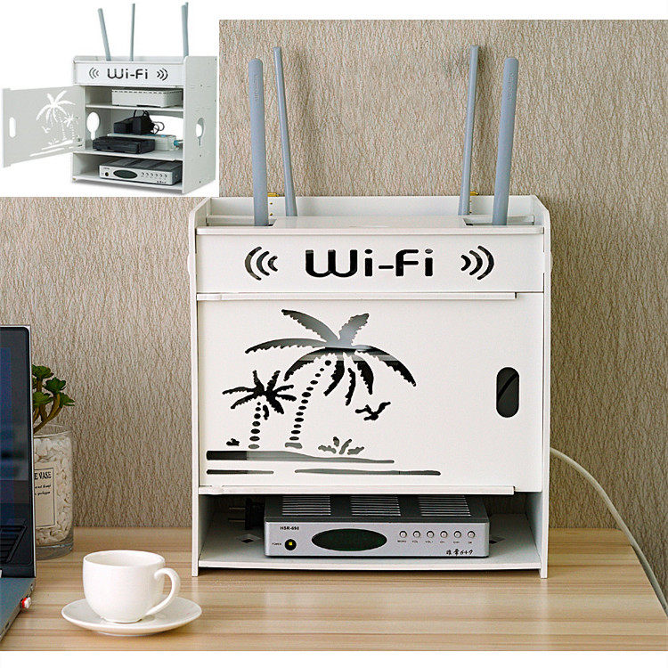Router storage box wall-mounted wifi box wire storage artifact machine upper box shelf non-perforated wall
