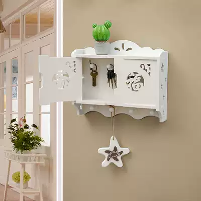 Creative shelf Wall punch-free hook porch ornaments decoration wall-mounted door key box storage and finishing box