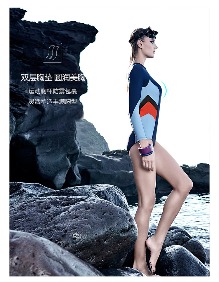 Van Dean Siamese Áo tắm cho nữ Áo dài tay chống nắng Áo tắm chống clo Bảo tồn Lượm Spa Snorkeling Đồ bơi thể thao - Bộ đồ bơi One Piece đồ bơi liền thân nữ
