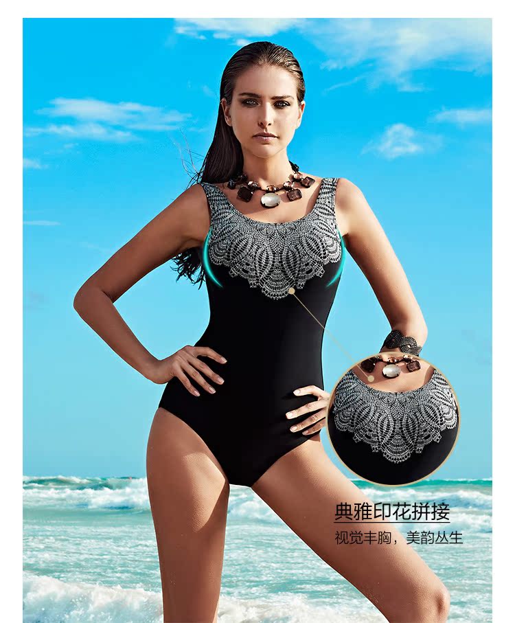 Van Dean bảo thủ che bụng áo tắm một mảnh nữ ngực nhỏ thu thập gợi cảm backless giảm béo áo tắm kích thước lớn - Bộ đồ bơi One Piece đồ bơi nữ liền thân dài tay