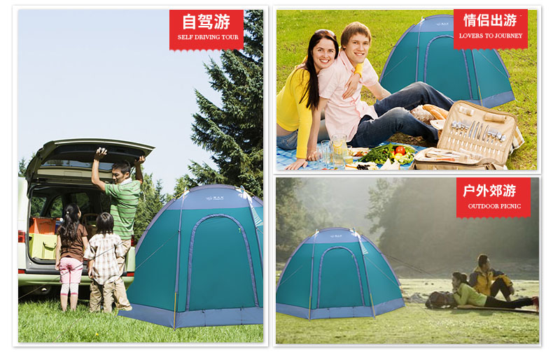 Lều đom đóm ngoài trời 5-6 người lều hình bát giác cắm trại chống mưa gió bãi biển cắm trại tay không gian rộng - Lều / mái hiên / phụ kiện lều lều cắm trại