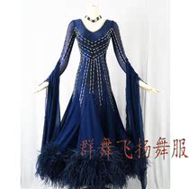 National Standard Dance Dress Dress Dress Competition Dresses Waltz Morden Dance Dress New Ballroom Dancing Big Swing Out of Ostrich Hair