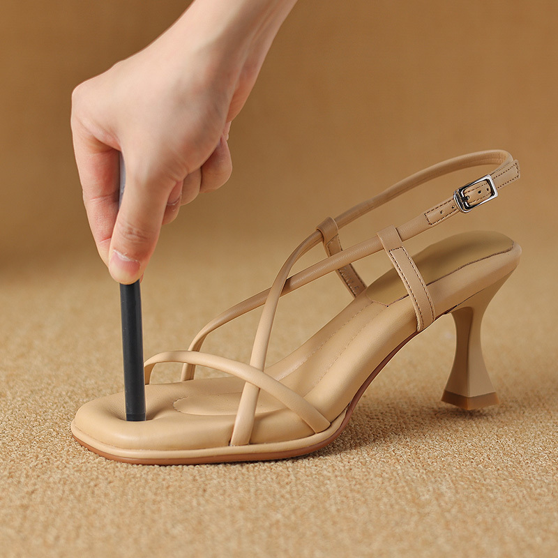 soft sole Soft-Soled Women's Sandals 2026 New Summer Style with Skirts, Elegant Stiletto Heels, One-Strap Nude High Heels