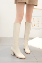 White Martin Boots Midtube Boots Woman Spring Autumn Single Boots Genuine Leather Slim version Long boot short 2021 new half high boots