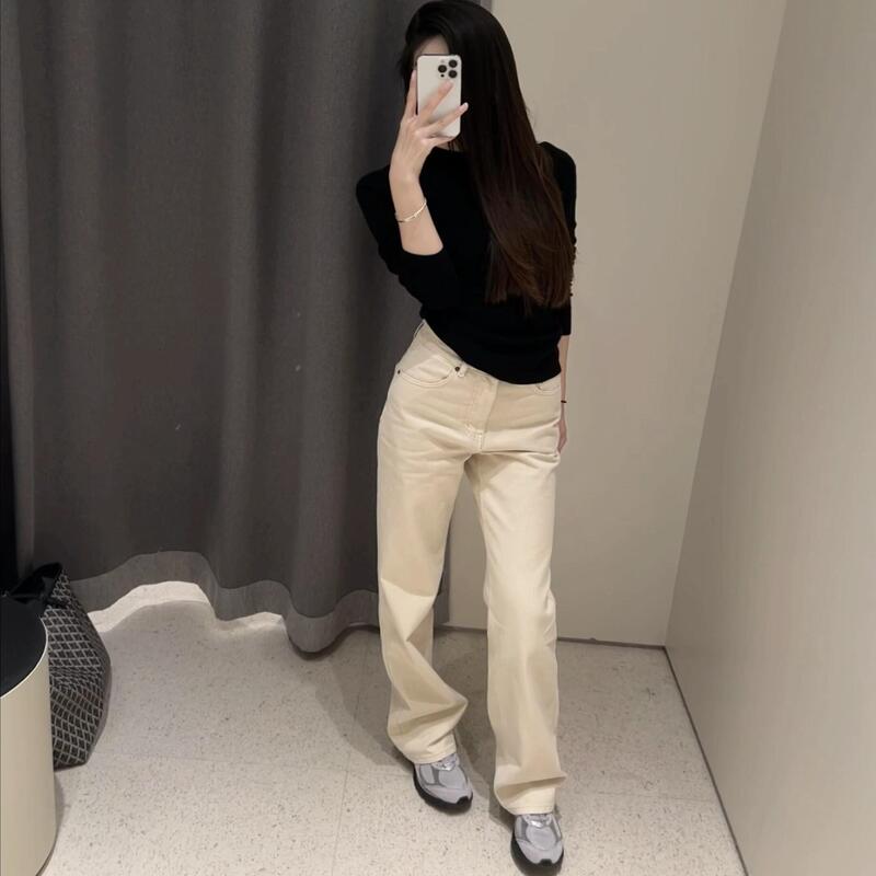 Correct Version, if Not, You Can Return It】 Cement White Cow, the Classic Straight-Leg Jeans That Can'T Be Without, Reserved +1