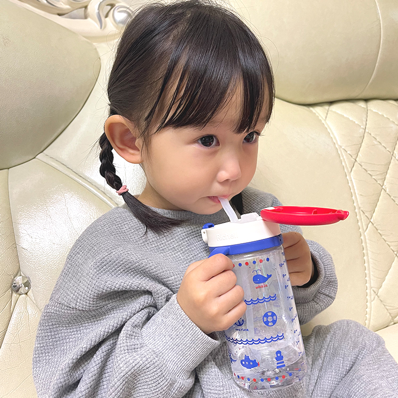 Japan Liturgy Baby Child straw Cup Baby Learn Drinking Cup Kindergarten Drink Cup Anti-fall water glass 450ml