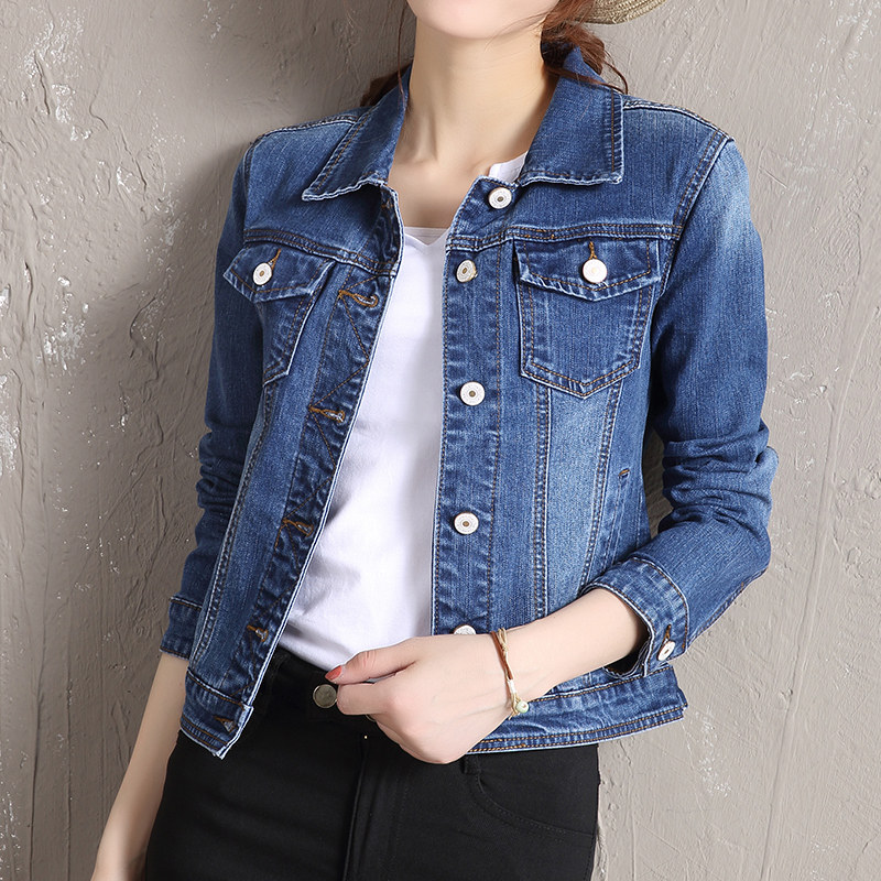 Denim Jacket Woman short 2022 New spring and autumn Korean version Skinder 100 lap jacket Long sleeves jacket jacket