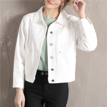 White denim coat womens short 2021 Spring and Autumn Korean casual bf loose slim jacket tide Joker jeans