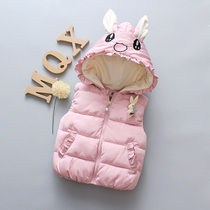 Girls  autumn and winter thickened waistcoat Childrens baby padded waistcoat hooded jacket Baby horse clip vest autumn and winter