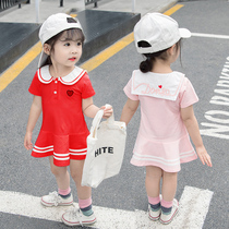Girls dress summer girl baby children summer dress baby short sleeve skirt summer 2021 new style pure cotton