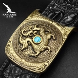 Ретро латунный ремень, Таиланд, крокодил, из натуральной кожи, для мужчины среднего возраста