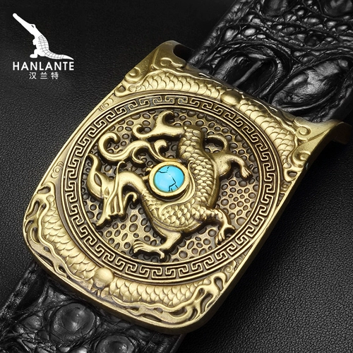 Ретро латунный ремень, Таиланд, крокодил, из натуральной кожи, для мужчины среднего возраста