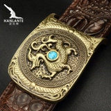 Ретро латунный ремень, Таиланд, крокодил, из натуральной кожи, для мужчины среднего возраста