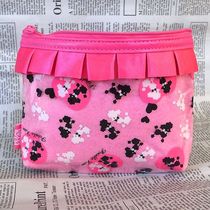 Japanese magazine appendix cute pink love poodle soft cute healing waterproof makeup bag storage bag