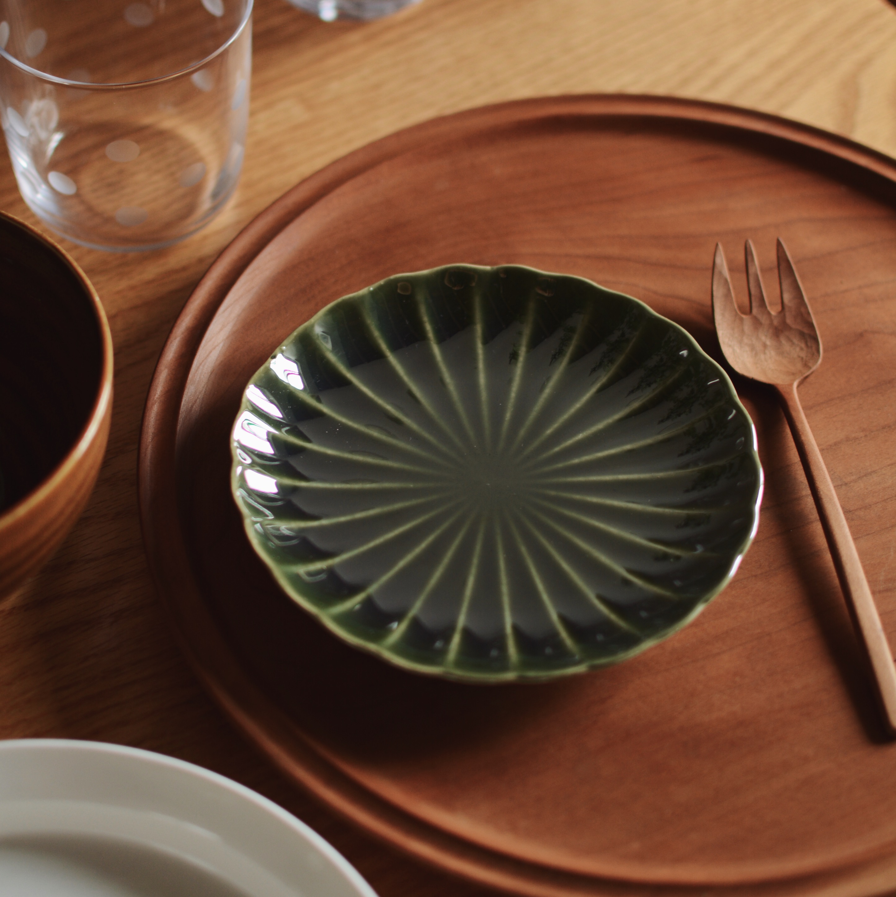 Collect time Showa Sense Metal glazed green dish ceramic small oscillate dish small dish daily plate
