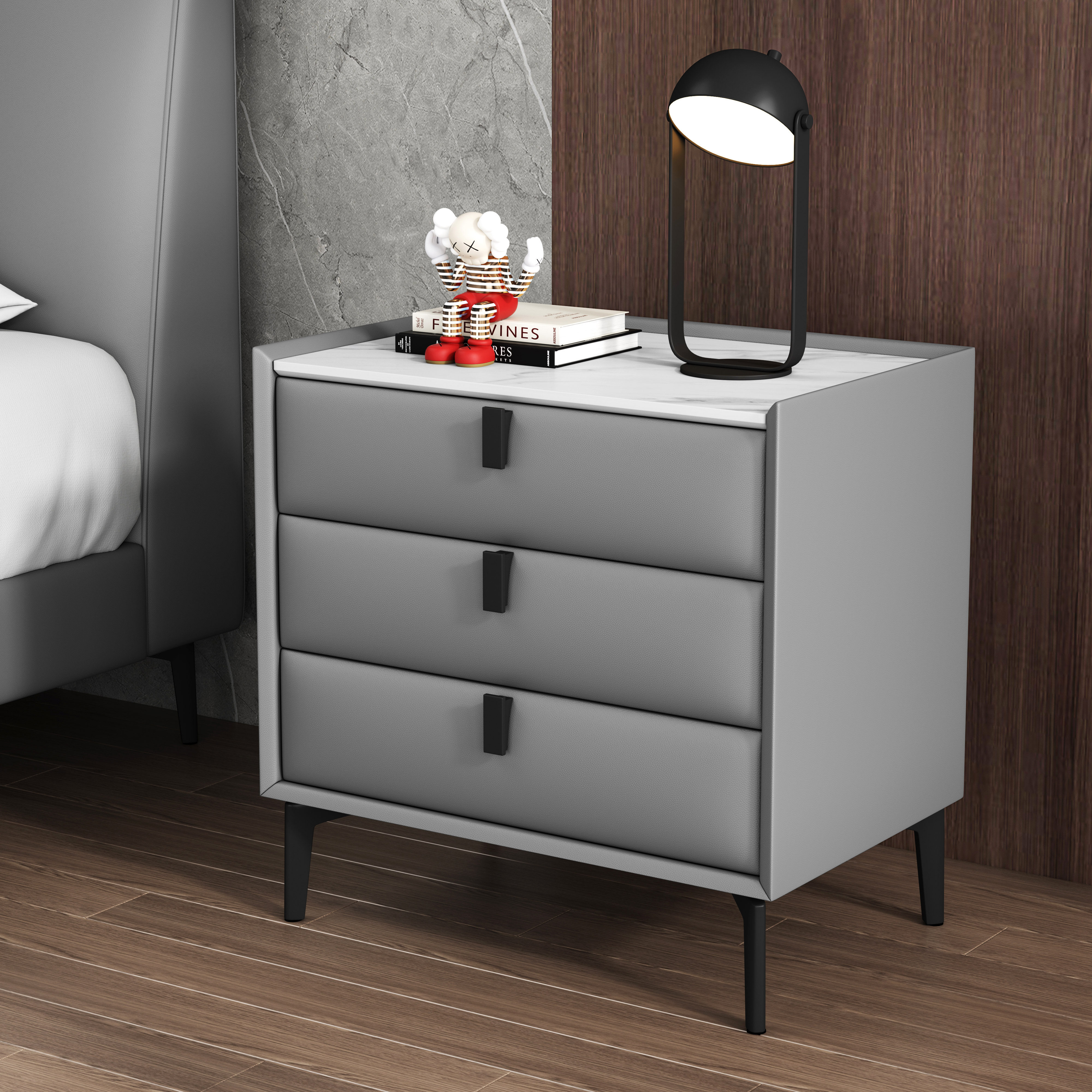 Nordic Light Lavish Rockboard Bed Head Cabinet Minimalist Modern Cortex Small Cabinet Subnetting Red Bedroom Bedside Cabinet Solid Wood Disposal Cabinet