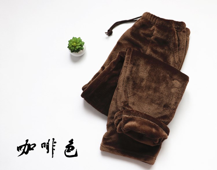 Đồ lót lông cừu dày san hô nhà quần xu hướng của phụ nữ cộng với nhung cashmere lông cừu ấm áp quần trung niên sống sịp nam
