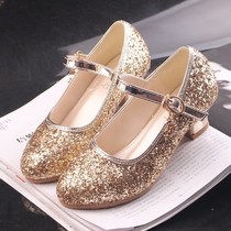 Girl Shoes Children Leather Shoes With Water Drill High Heel Cinderella Water Crystal Shoes White Snow Princess Shoes Flower Boy Dresses Single Shoes