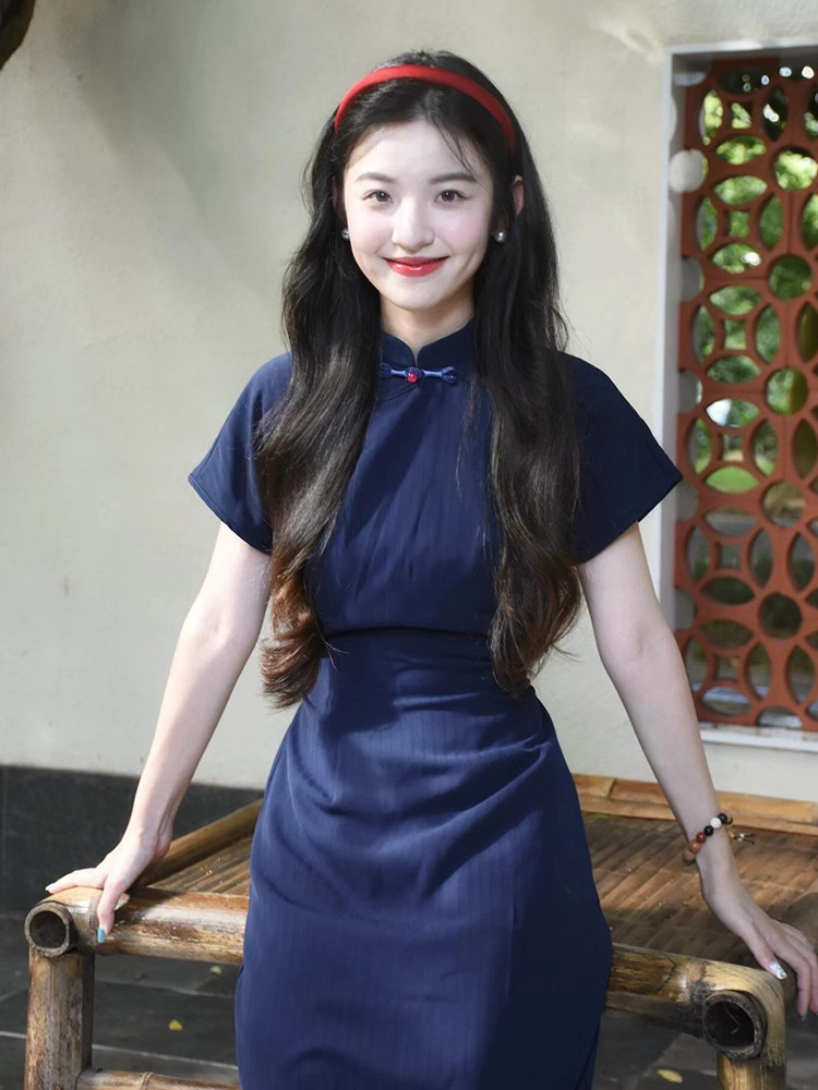 新中国風レトロ芸術改良チャイナドレス レディース 夏用半袖ワンピース [北平過去]