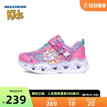 Skechers Skechers 2020 new style girls fashion heart-shaped flashing shoes velcro sneakers 302088N