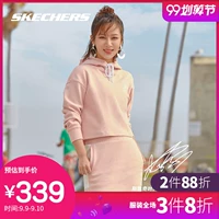 Skechers Skeich Yang Zi với áo len thể thao có mũ trùm đầu và áo len ngắn nữ giải trí L319W055 - Thể thao lông cừu / jumper áo đôi thu đông