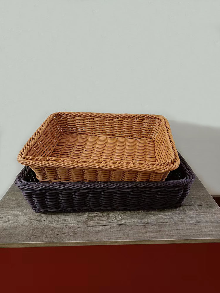 Bold fruit basket thickened storage basket imitation rattan woven basket supermarket display basket bread snack storage basket plastic