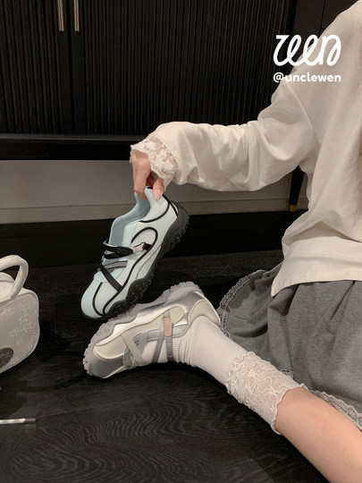 Uncle Wen Mint-zapatillas de deporte informales de suela gruesa para mujer, estilo ballet, transpirables, Mary Jane, 5,5 cm